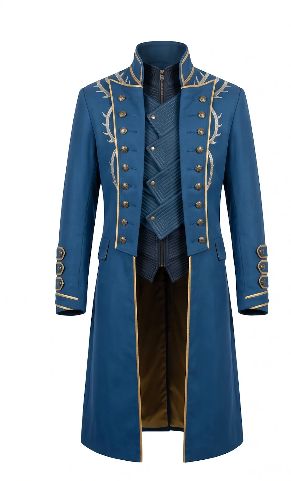 Devil May Cry Vergil Coat – Premium Blue Long Leather Trench Coat for Men - Image 2