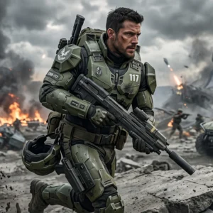 Men’s Master Chief Halo Green Tactical Armor Jacket – John 117 Military Biker Leather Jacket