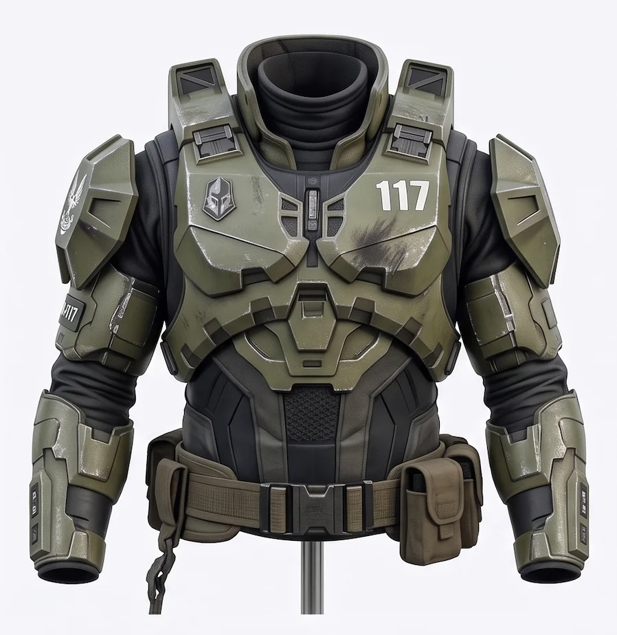 Men’s Master Chief Halo Green Tactical Armor Jacket – John 117 Military Biker Leather Jacket - Image 2