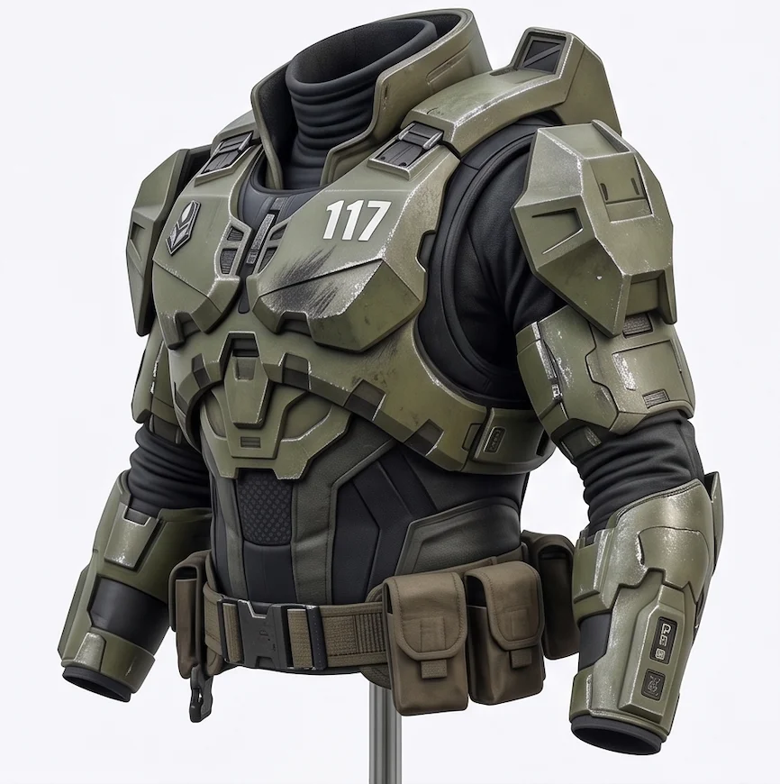 Men’s Master Chief Halo Green Tactical Armor Jacket – John 117 Military Biker Leather Jacket - Image 5