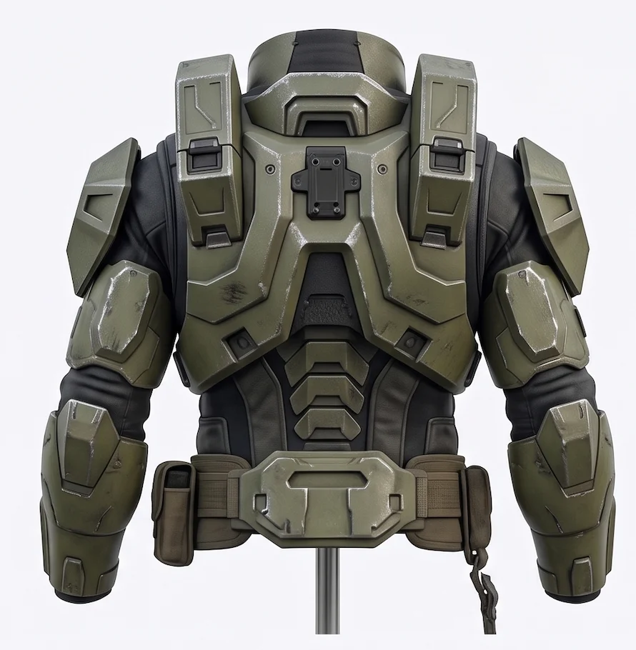 Men’s Master Chief Halo Green Tactical Armor Jacket – John 117 Military Biker Leather Jacket - Image 3