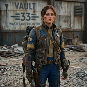 Fallout Series Lucy MacLean Vault 33 Leather Jacket – Post-Apocalyptic Biker Jacket