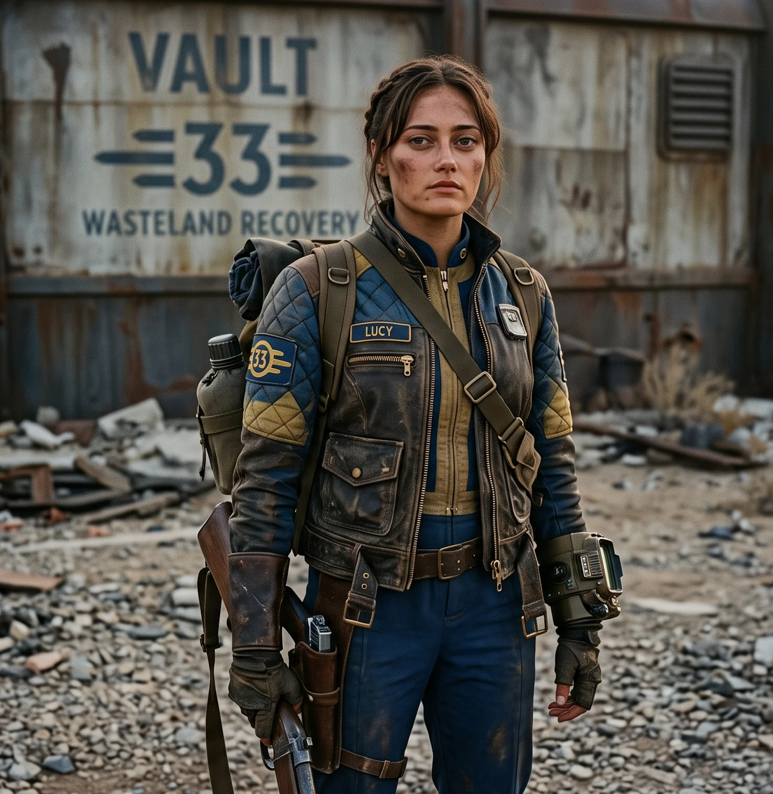 Fallout Series Lucy MacLean Vault 33 Leather Jacket – Post-Apocalyptic Biker Jacket