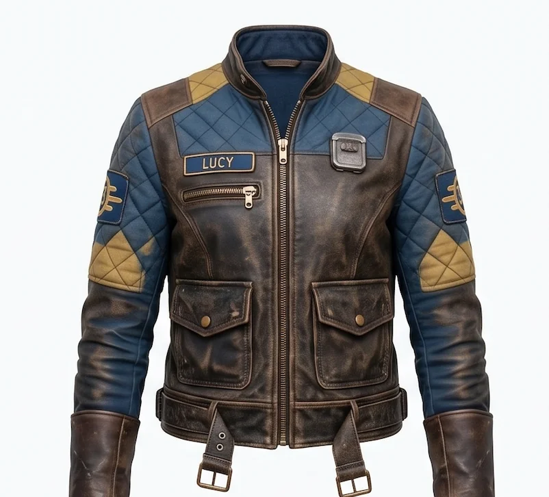 Fallout Series Lucy MacLean Vault 33 Leather Jacket – Post-Apocalyptic Biker Jacket - Image 2