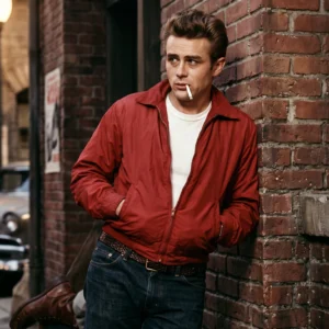 Men's Classic Red Harrington Jacket – Vintage James Dean 1955 Style Lightweight Bomber