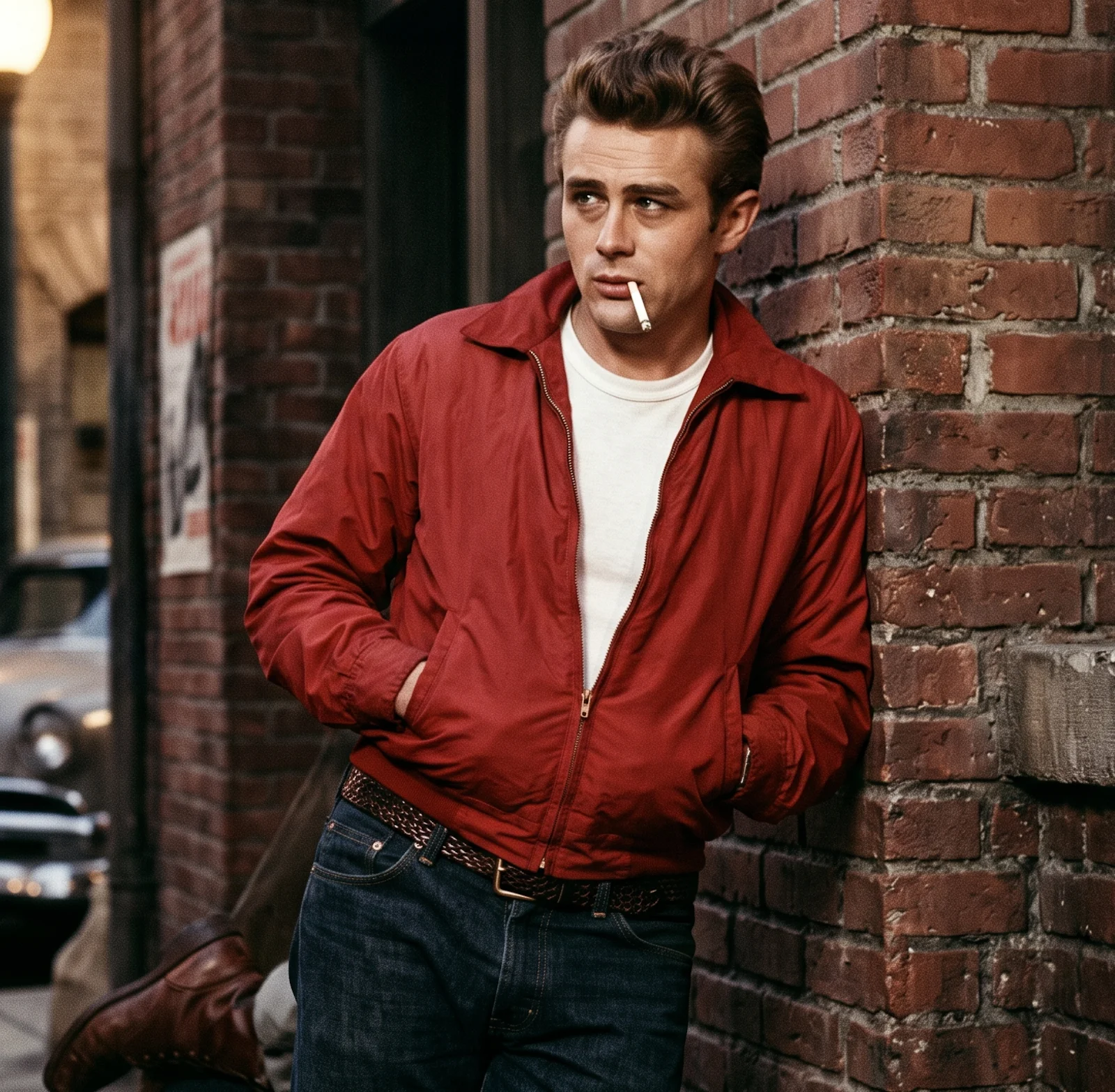 Men's Classic Red Harrington Jacket – Vintage James Dean 1955 Style Lightweight Bomber