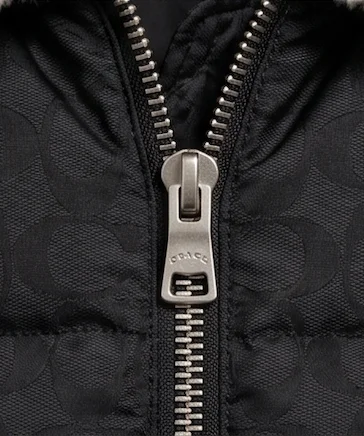 Women’s Black Monogram Puffer Jacket with Cream Shearling Collar - Image 4