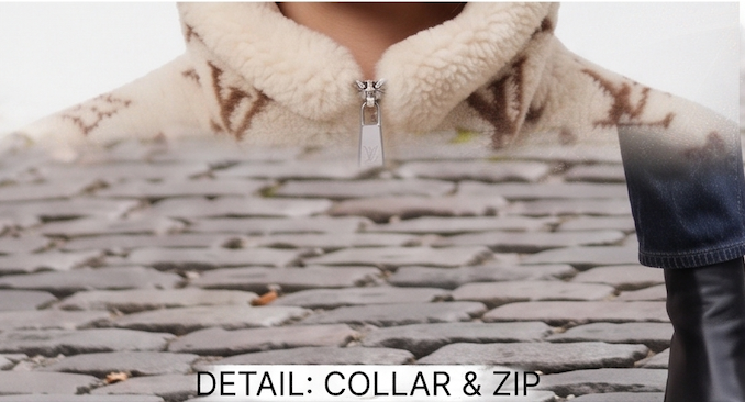 Women's Monogram Shearling Fleece Jacket – Cream & Brown - Image 4