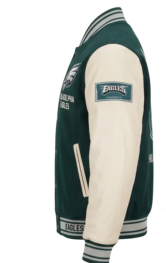 Philadelphia Eagles Vintage Varsity Jacket – Real Leather & Wool Bomber - Image 4