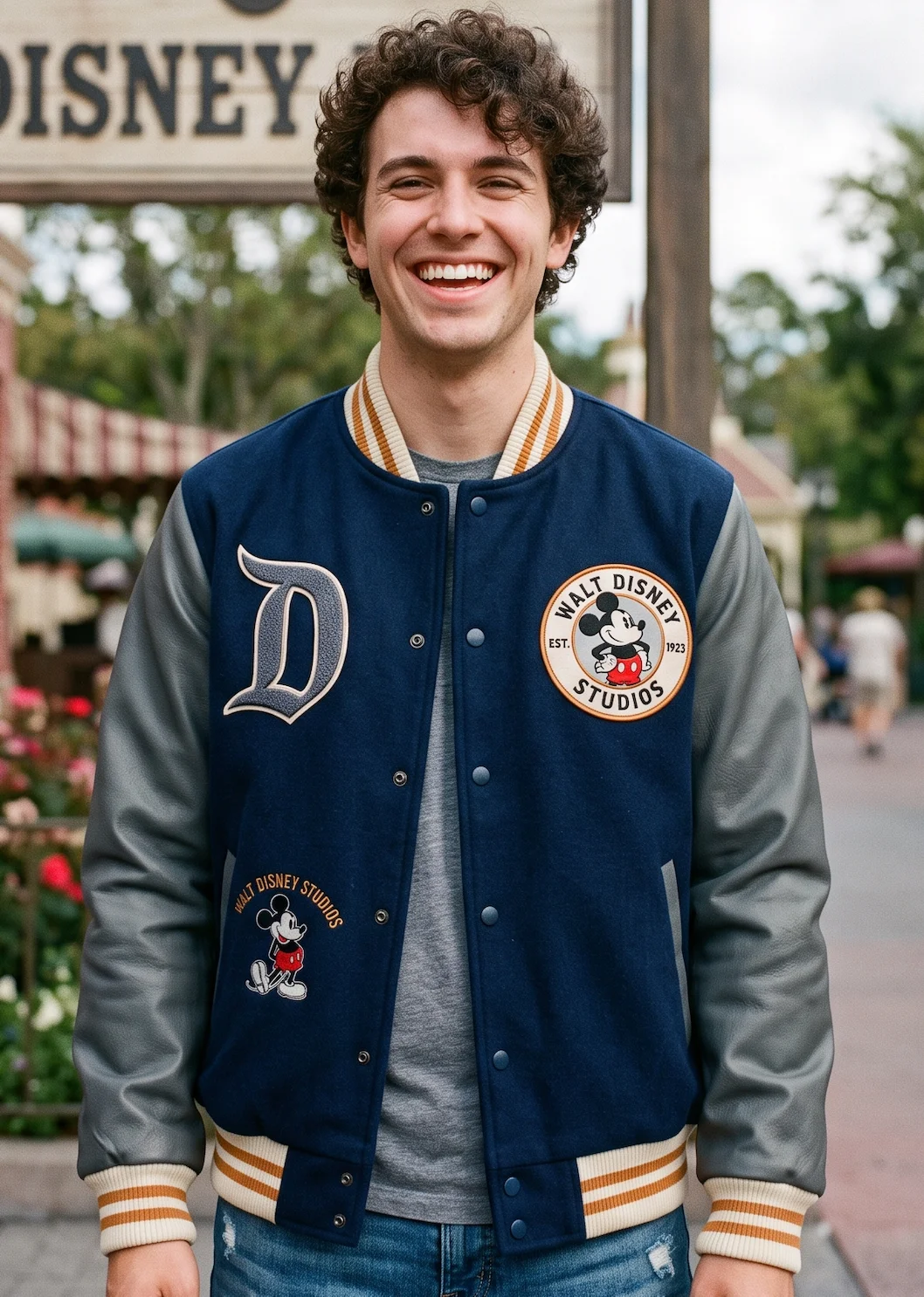 Disney Studios Vintage Leather Varsity Jacket – Classic Mickey Mouse Wool & Genuine Leather Letterman