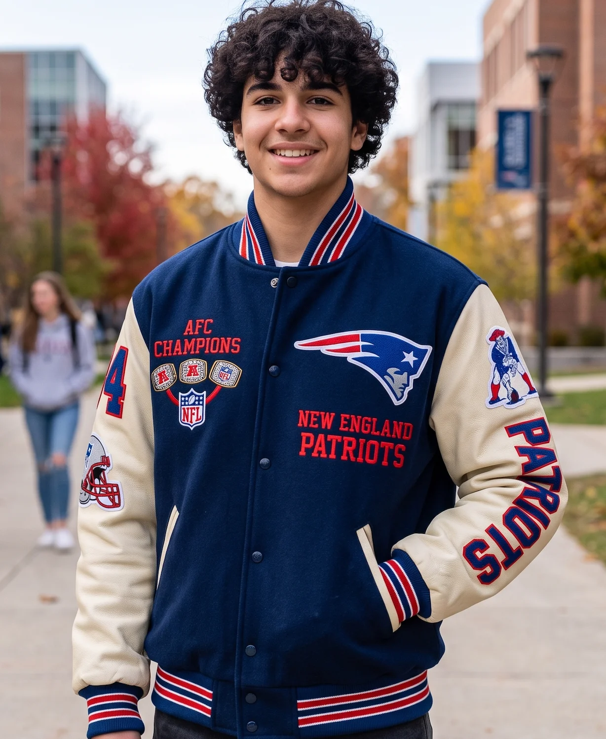 New England Patriots Leather Varsity Jacket