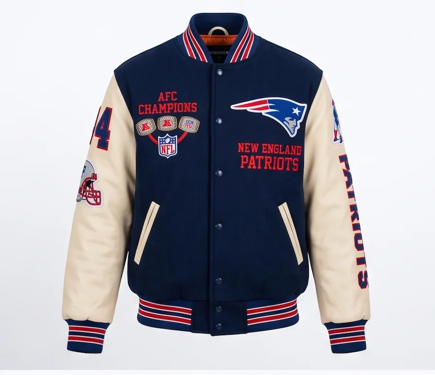New England Patriots Leather Varsity Jacket - Image 2