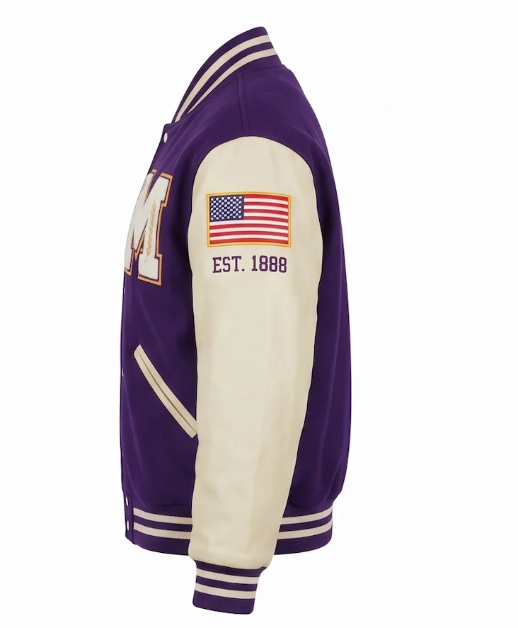 Purple Wool & Real Leather Varsity Jacket – Men’s & Women’s Classic Letterman Jacket - Image 5