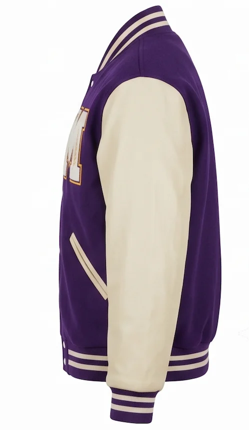 Purple Wool & Real Leather Varsity Jacket – Men’s & Women’s Classic Letterman Jacket - Image 4