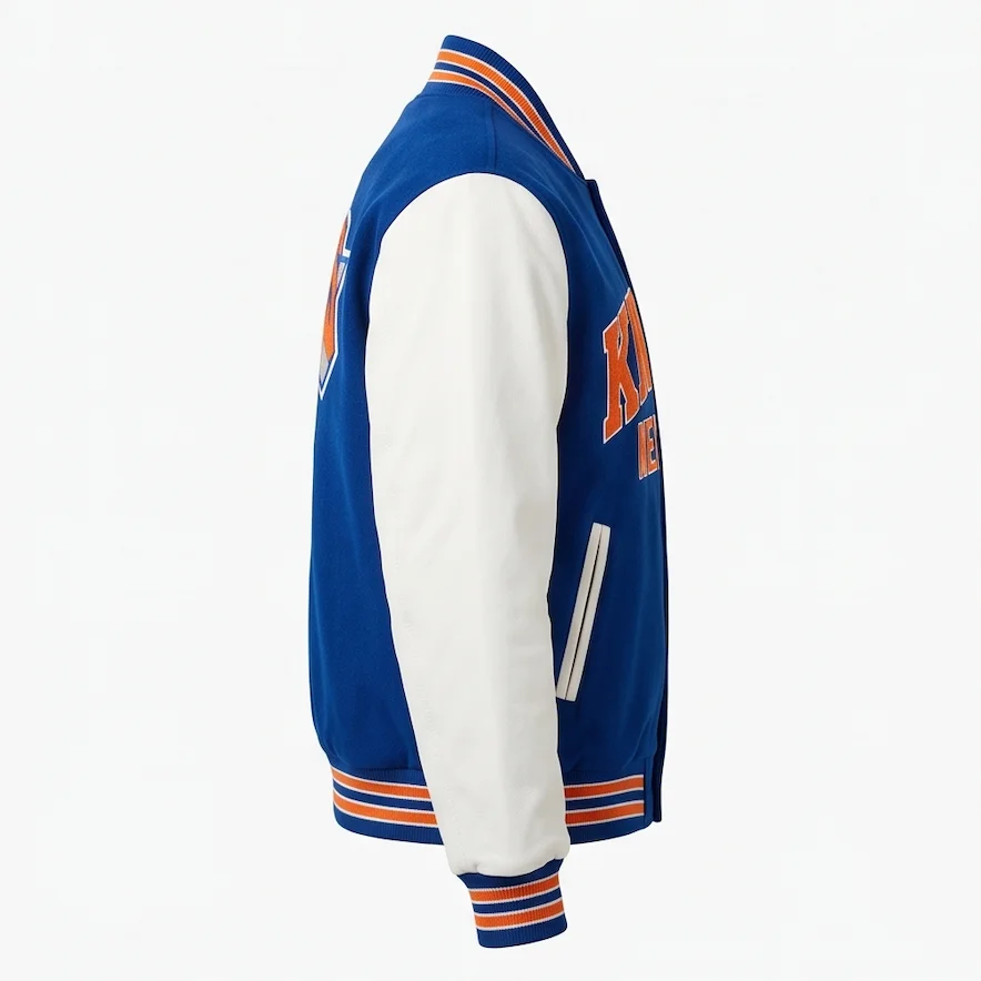 New York Knicks Vintage Wool & Genuine Leather Varsity Jacket - Image 4