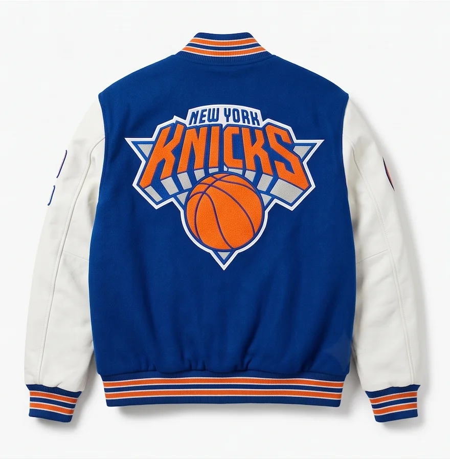 New York Knicks Vintage Wool & Genuine Leather Varsity Jacket - Image 3