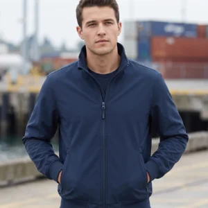 Men’s Navy Blue Soft Shell Bomber Jacket | Weather-Resistant Lightweight Outerwear