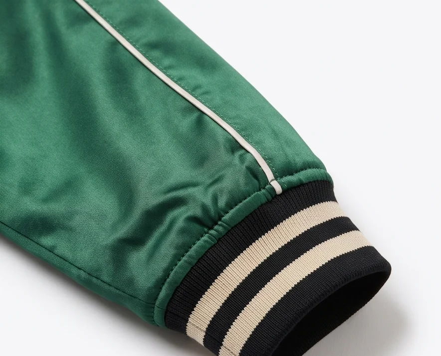 Emerald Green Satin Bomber Jacket - Image 4