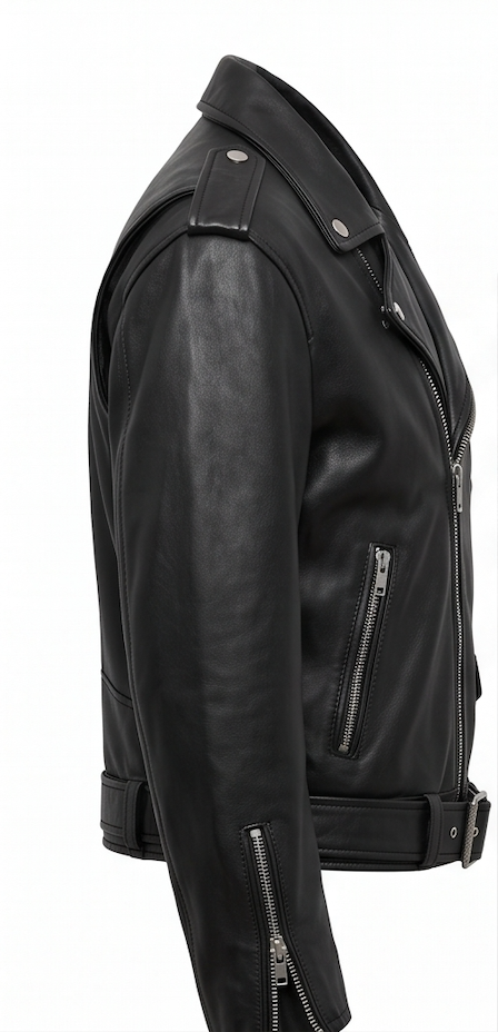 Oversized Biker Jacket in Black – Women’s Loose Fit Genuine Leather Motorcycle Jacket - Image 4
