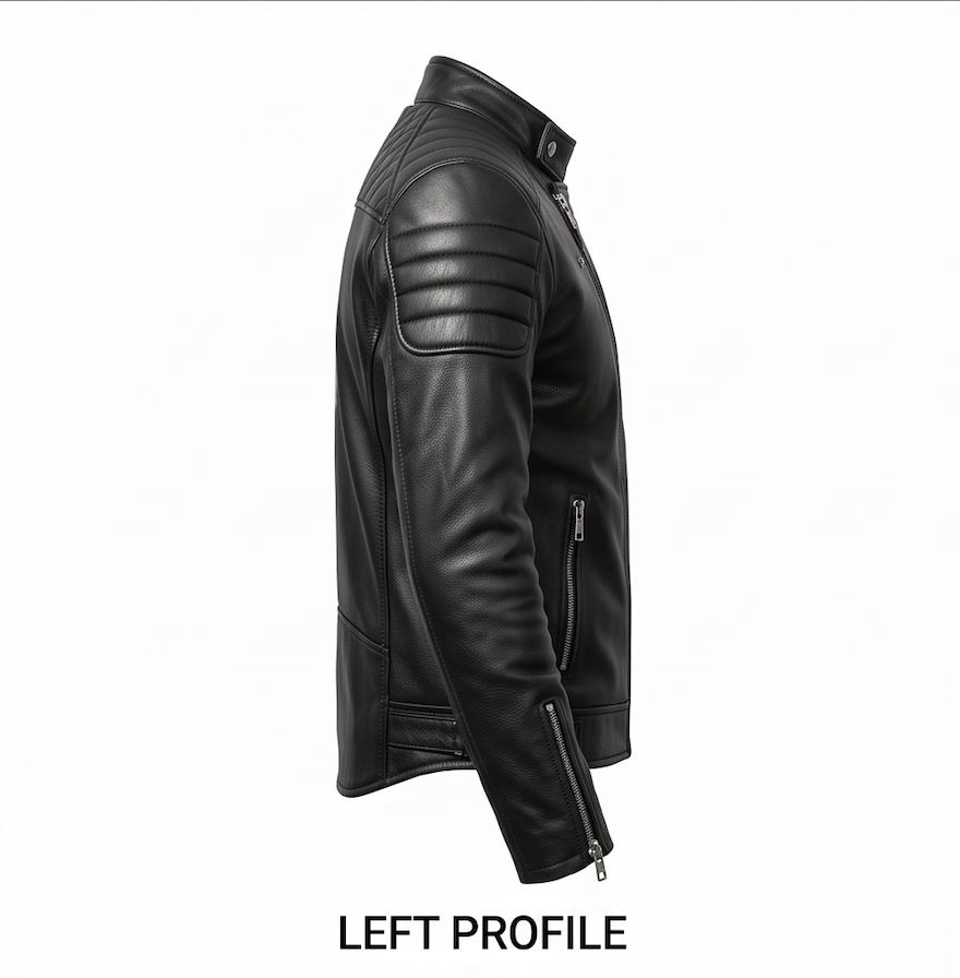 Men's Stealth Ninja Black Biker Leather Jacket – Tactical Padded Motorcycle Outerwear - Image 5