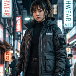 Techwear Utility Parka - Waterproof Tactical Urban Jacket in Matte Charcoal