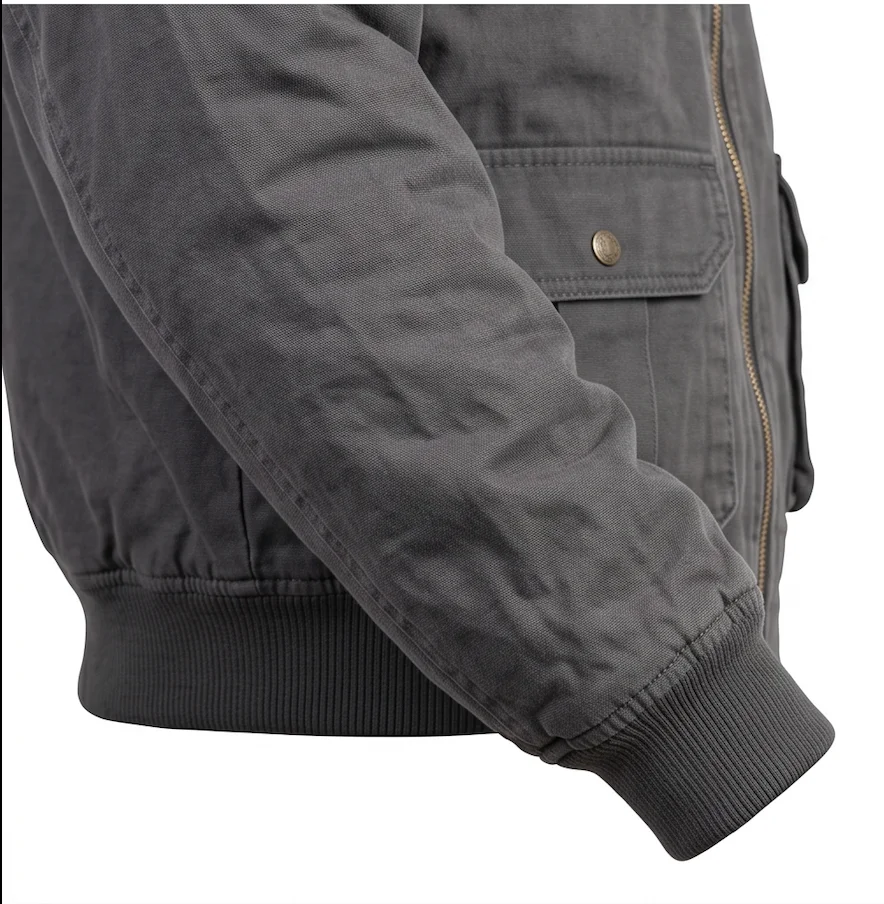 Men's Charcoal Grey Tactical Utility Bomber Jacket - Image 5