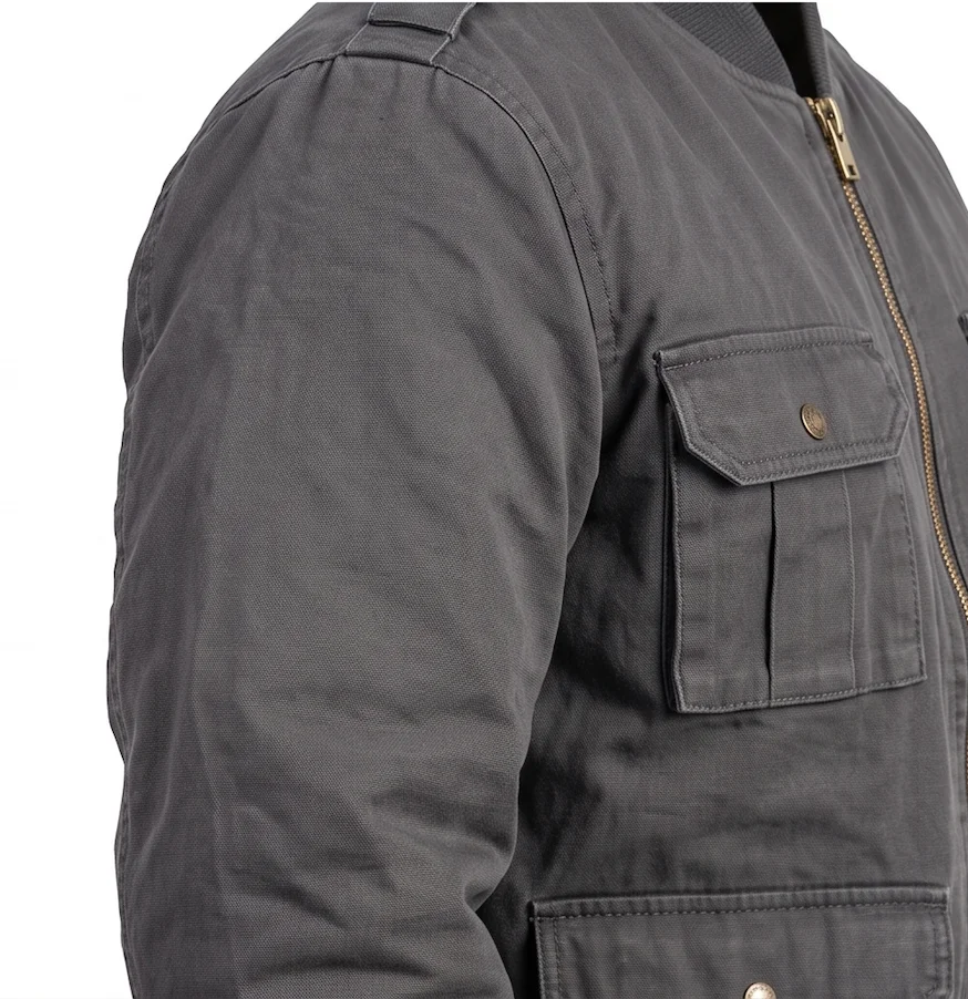 Men's Charcoal Grey Tactical Utility Bomber Jacket - Image 4