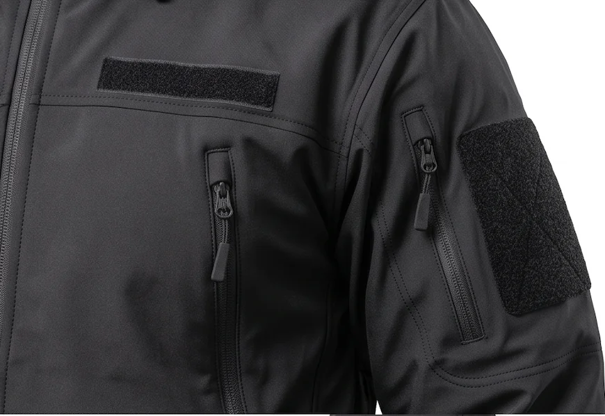 Men’s Black Tactical Softshell Jacket – Waterproof Fleece-Lined Hooded Outerwear - Image 5