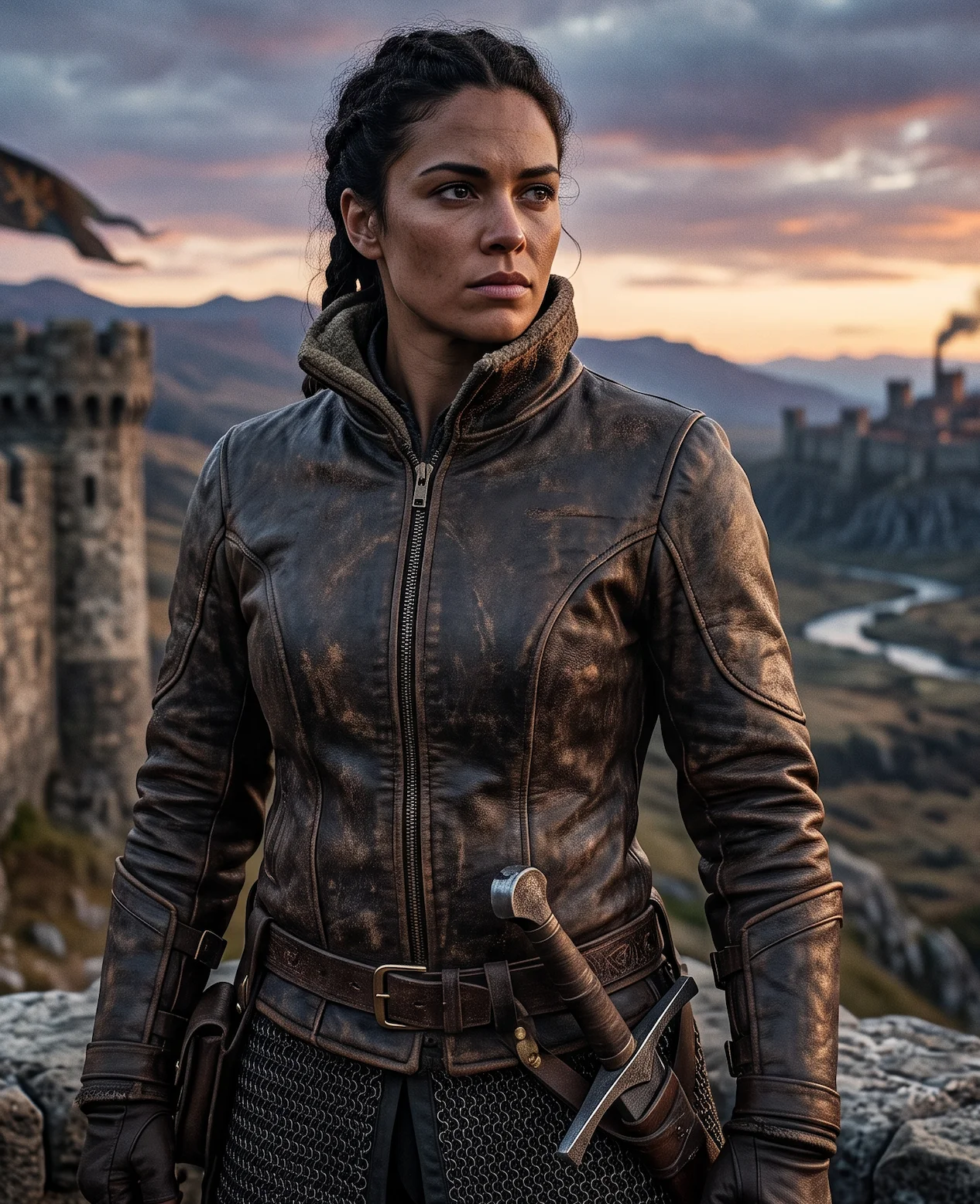 Women’s Distressed Antique Brown Warrior Leather Jacket