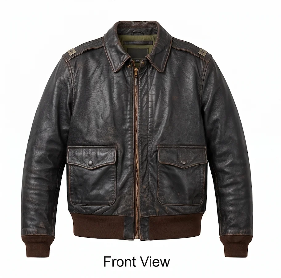 Men's Distressed Black A-2 Leather Flight Jacket – Vintage Aviator Bomber