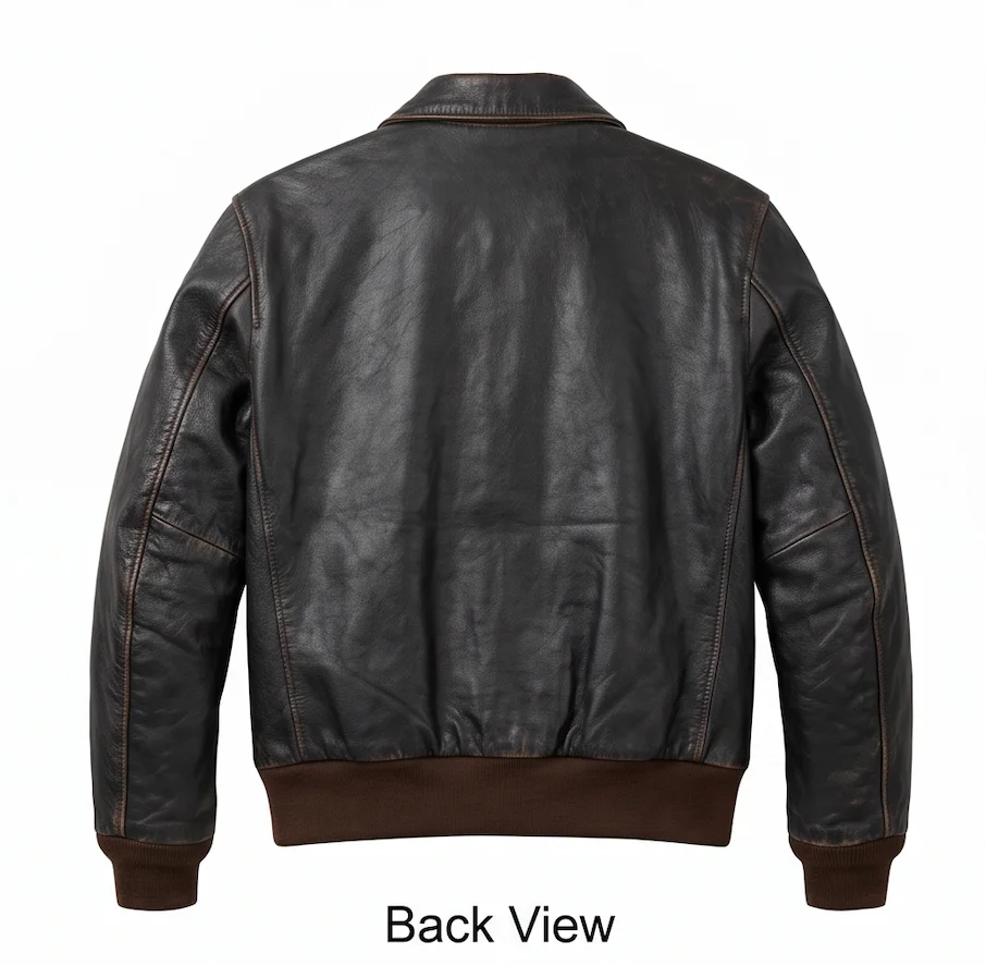 Men's Distressed Black A-2 Leather Flight Jacket – Vintage Aviator Bomber - Image 3