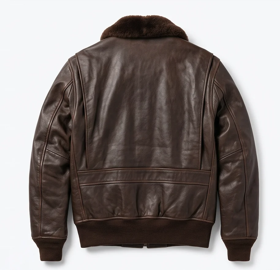 Men's G-1 Flight Jacket – Dark Brown Shearling Collar Aviator Leather Jacket - Image 3