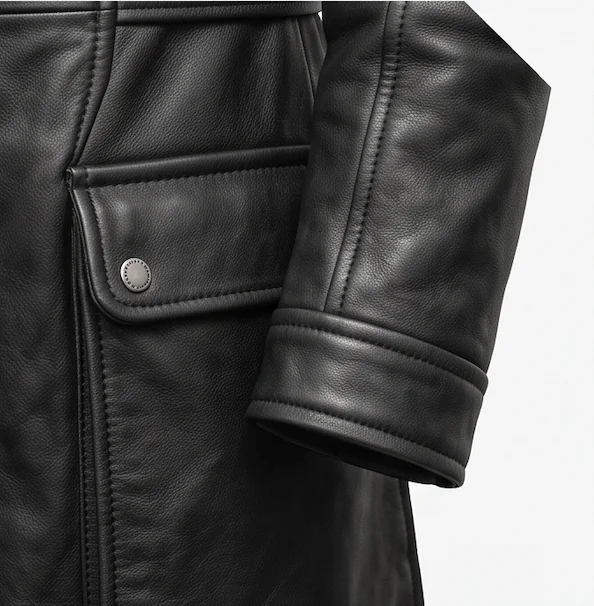 Women’s Cyberpunk Black Leather Trench Coat – Tactical High-Collar Long Coat - Image 5