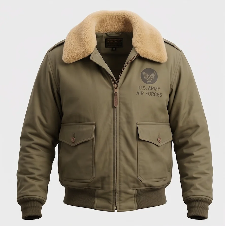 Vintage B-10 Flight Jacket in Olive Drab – Military Aviator Bomber Coat - Image 2