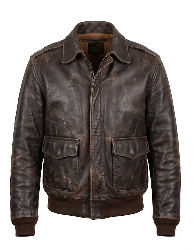 B-17 Flying Fortress Vintage Distressed Leather Flight Jacket - Image 2