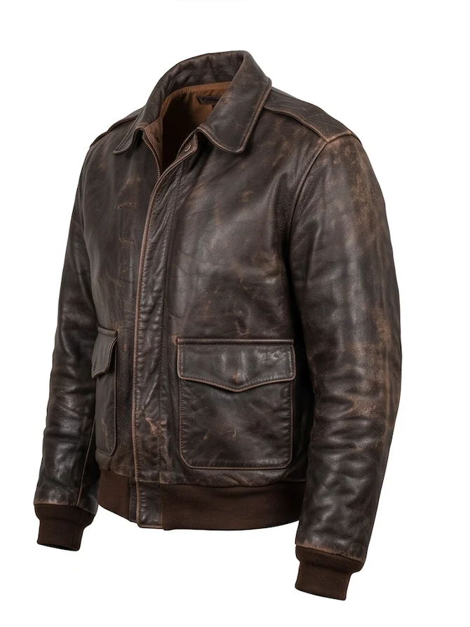 B-17 Flying Fortress Vintage Distressed Leather Flight Jacket - Image 7