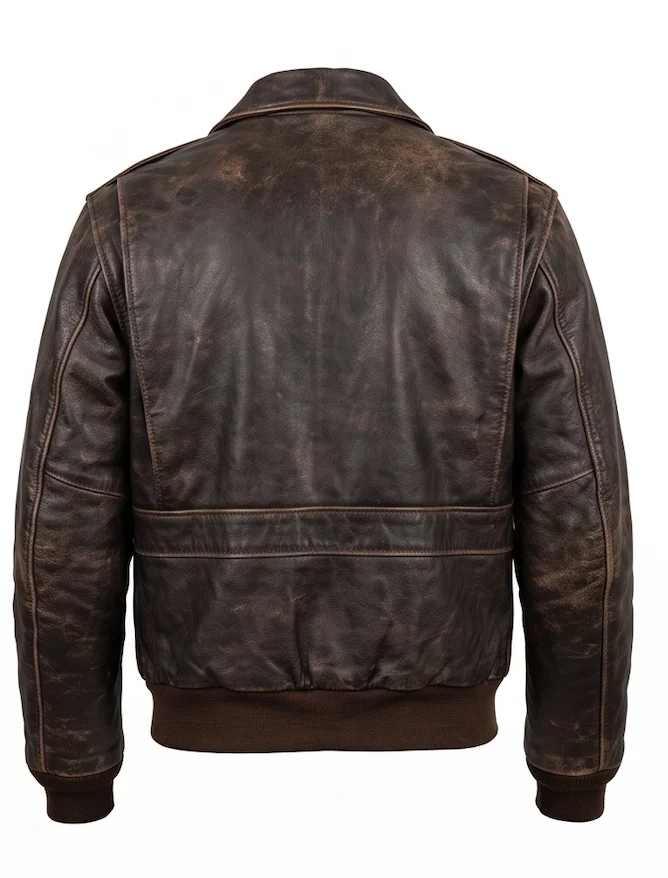 B-17 Flying Fortress Vintage Distressed Leather Flight Jacket - Image 3