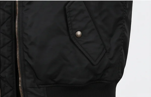 Men's Black MA-1 Flight Bomber Jacket with Integrated Charcoal Fleece Hoodie - Image 5