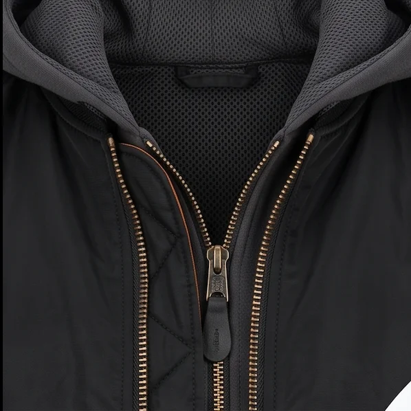 Men's Black MA-1 Flight Bomber Jacket with Integrated Charcoal Fleece Hoodie - Image 4