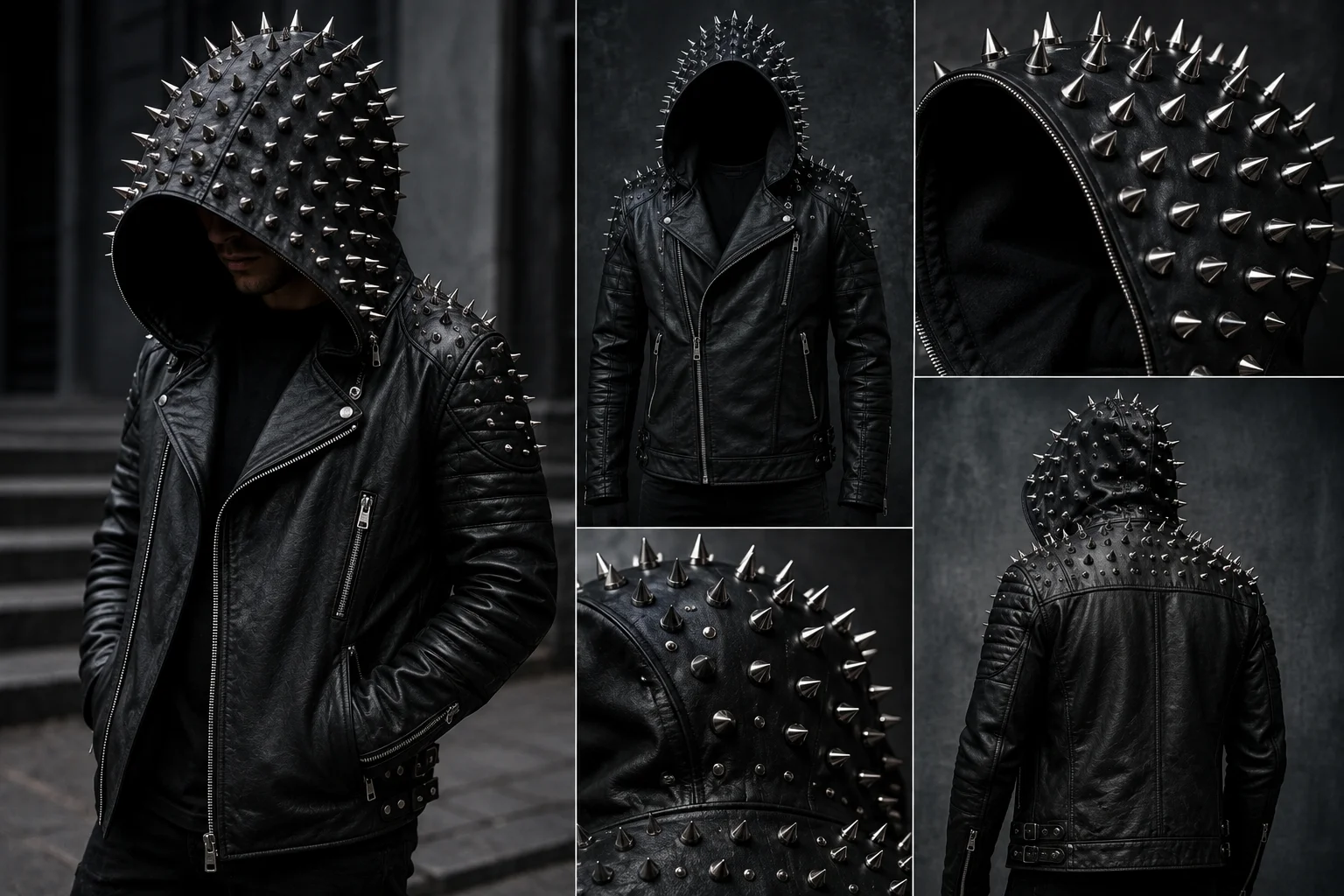 What designer jacket has the spiked hood