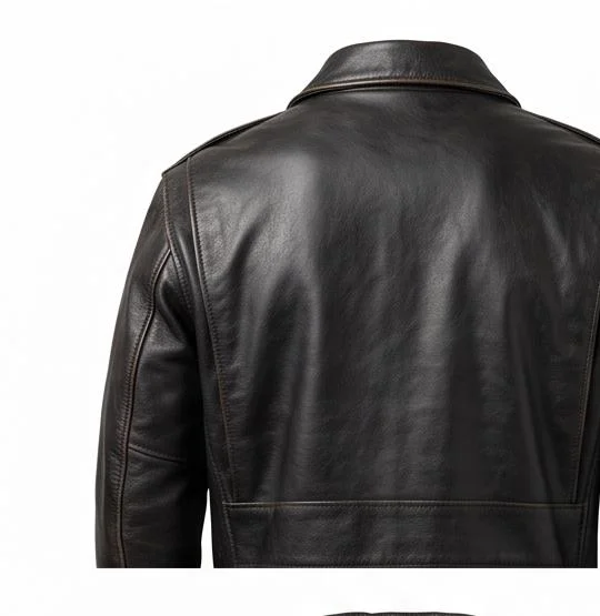 Men’s Black Horsehide Leather Flight Bomber Jacket - Image 4