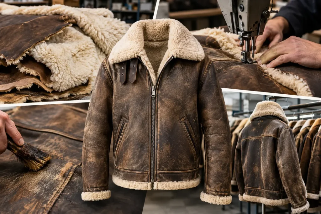 How Are Distressed Shearling Jackets Made?