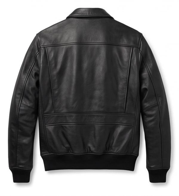 Men’s Black Goatskin Leather Flight Bomber Jacket - Image 3