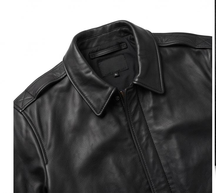 Men’s Black Goatskin Leather Flight Bomber Jacket - Image 2