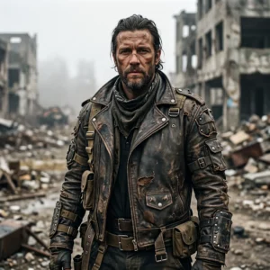 Men's Wasteland Survivor Distressed Leather Jacket