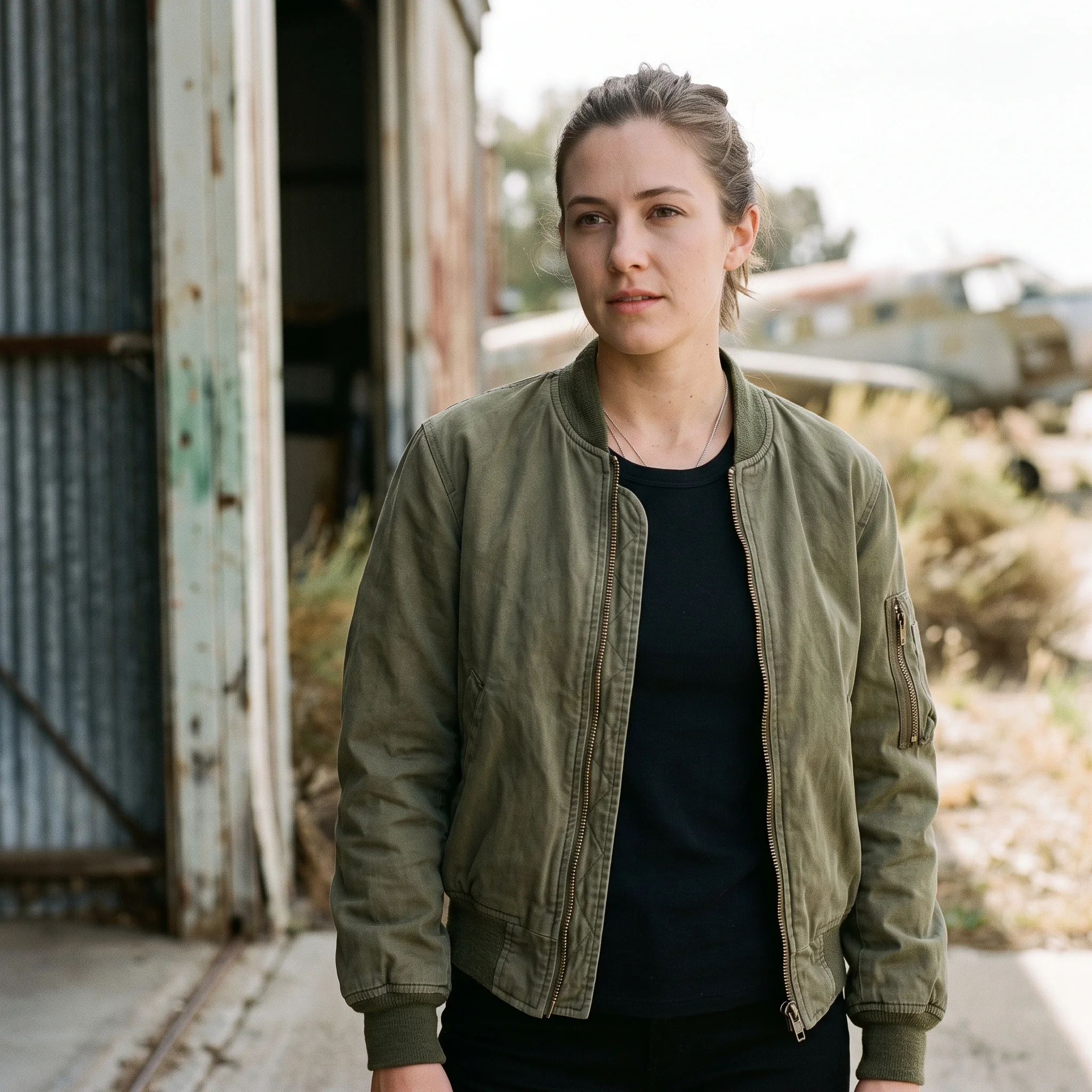 Women’s Vintage Olive Green Flight Jacket