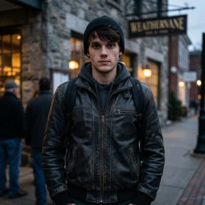 Tyler Galpin Inspired Wednesday Black Leather Jacket