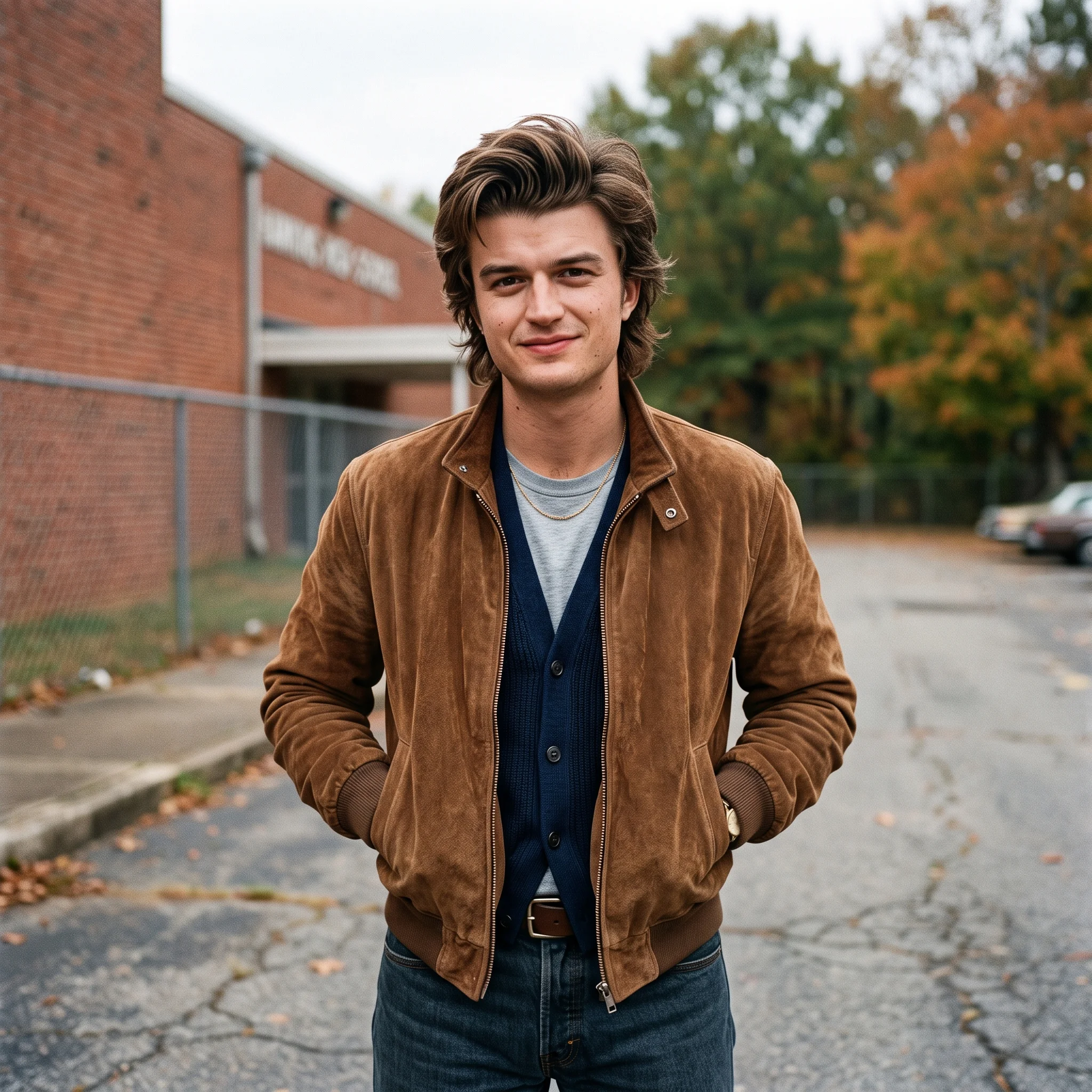 Stranger Things Inspired Steve Harrington Brown Suede Jacket