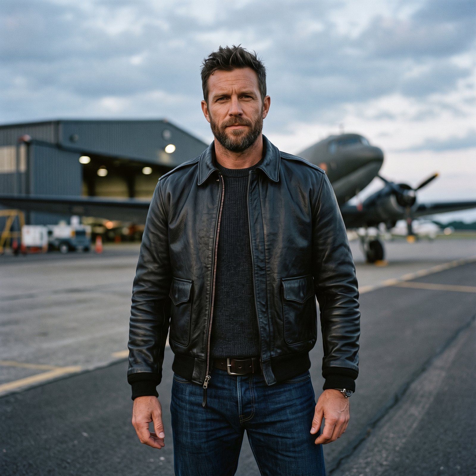 Men’s Black Goatskin Leather Flight Bomber Jacket