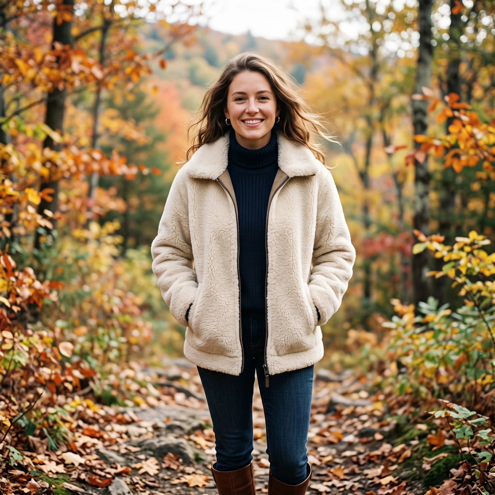 Women's Cream Beige Reversible Shearling Fleece Jacket